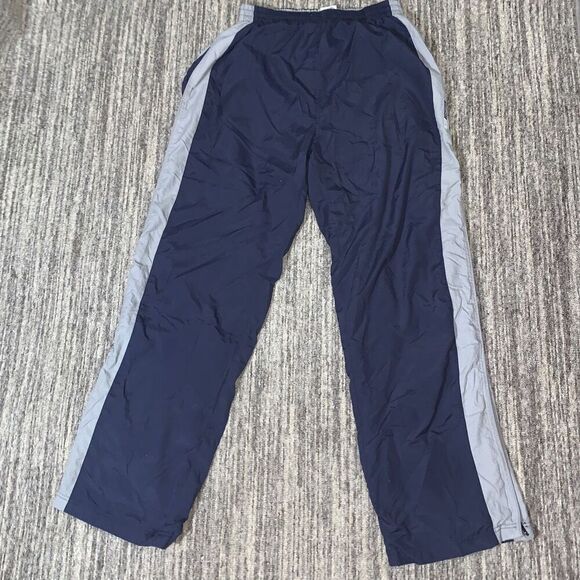Reebok Mens‎ Size Large Activewear Running Pants Navy Blue White Zip Sides Soft - Picture 1 of 5